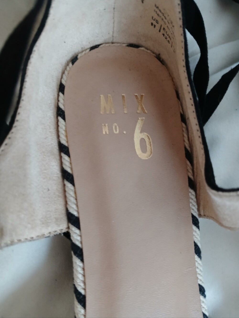 Mix No. 6 Black & White Striped Ankle-Tie Flats - Picture 6 of 7